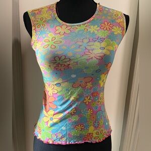 Sheila Moon Floral Mesh Cycling Top, XS